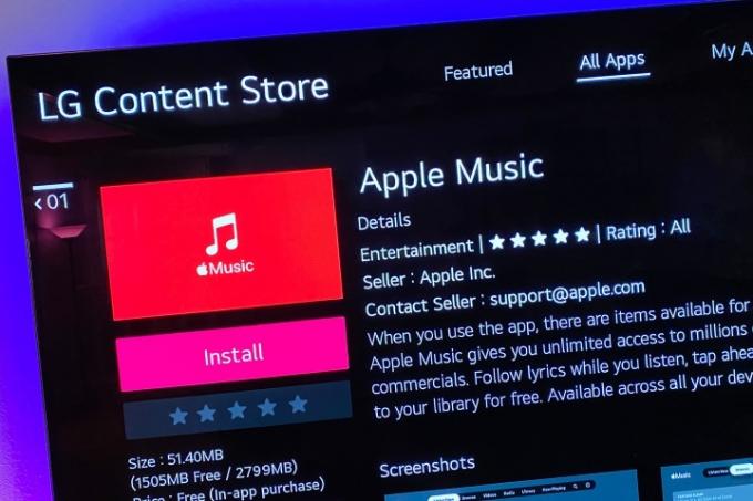 אפליקציית Apple Music ב-LG TV.