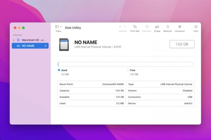 Scoateți cardul SD în Disk Utility.
