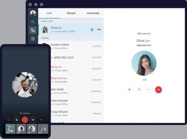 Знімок екрана використовуваного програмного забезпечення 8x8 VoIP.
