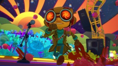 Раз бегает по красочной сцене в Psychonauts 2.