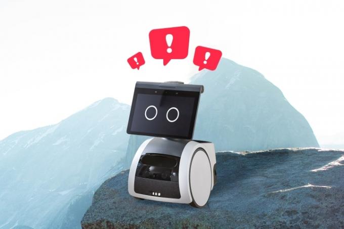 Домашній робот Amazon Astro на скелі
