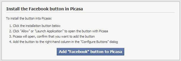 Facebook インストール用の Picasa アップローダー