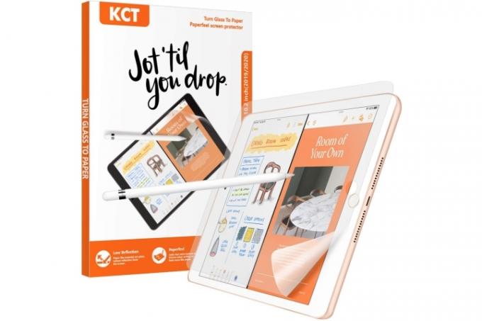 KCT Paperfeel Screen Protector на снимката с iPad и опаковка.