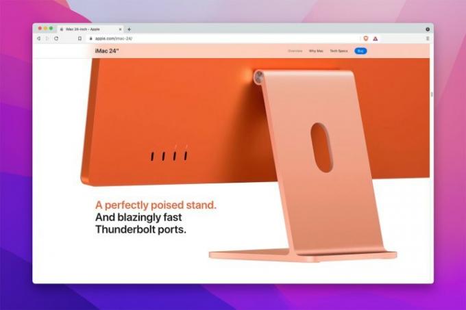 Веб-браузер Brave для Mac, работающий на MacOS Monterey.