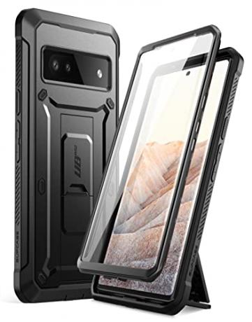 SUPCASE Unicorn Beetle Pro Series Case עבור Google Pixel 6A (מהדורה 2022), תפס חגורה מחוספס לגוף מלא ותיק מעמד בעיטה עם מגן מסך מובנה (שחור)