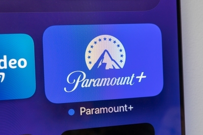 Paramount Plus-logo op een Apple TV.