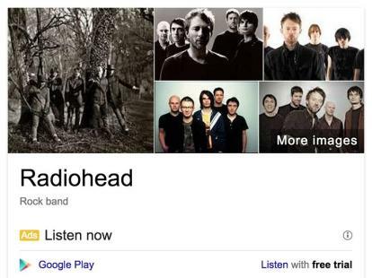 „Google“ dabar leidžia nusipirkti bilietus gerai ieškoti koncertų „radiohead“.