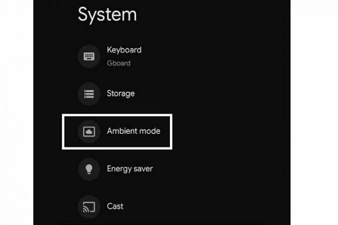 Modo ambiente no Google TV.
