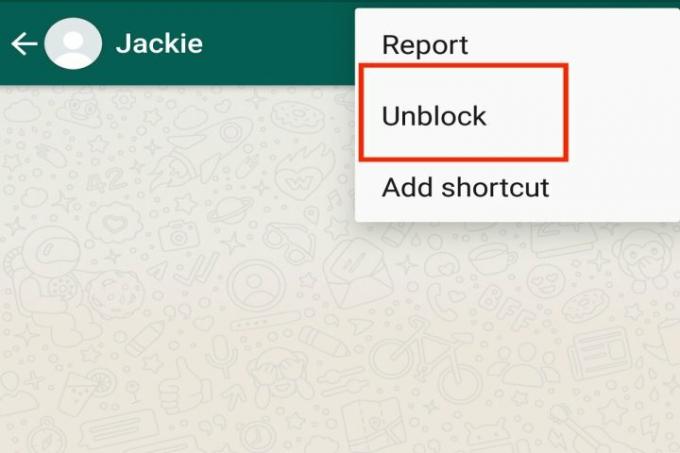 Fjern blokkering av meny i chattråd WhatsApp.