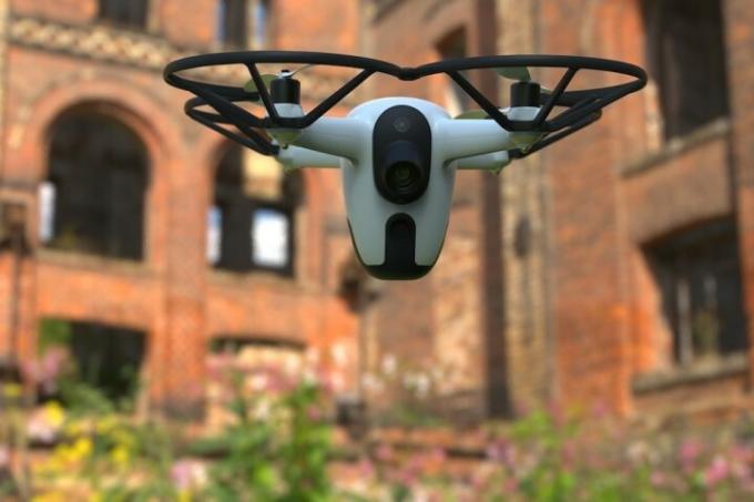 Tournesol Labs Bee Drone volant dans les airs.