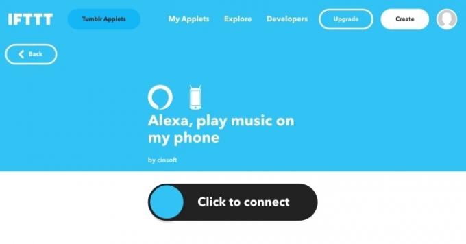 IFTTT에서 전화 음악을 재생하는 Alexa 옵션.