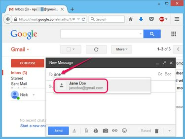 Auswählen eines Kontakts in Gmail.