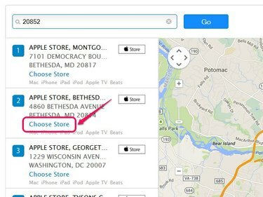 Kliknutím na tlačidlo Store zobrazíte polohu obchodu Apple Store na mape.