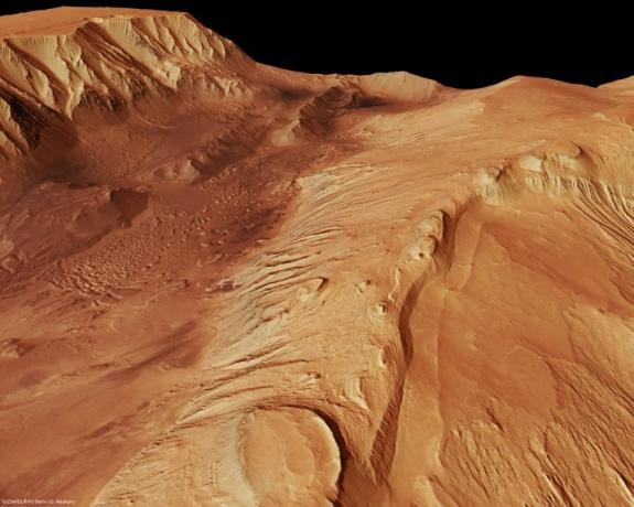 Vista em perspectiva de Candor Chasma.