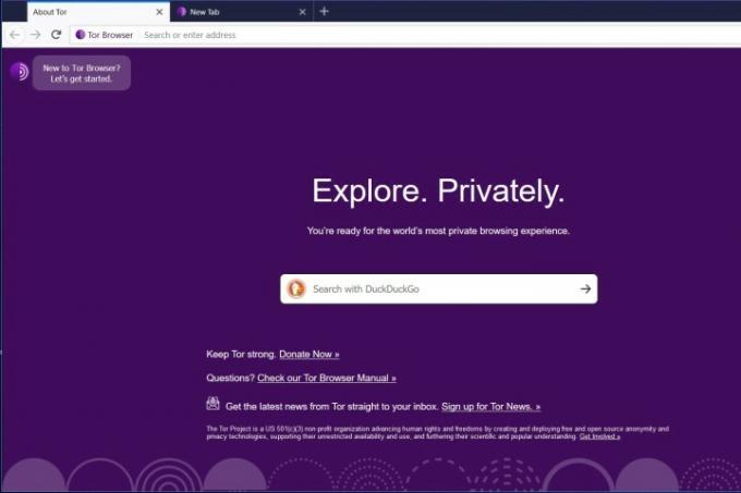 Tangkapan layar Tor Browser di Windows 10