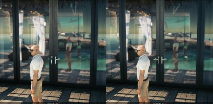 Comparație de reflecție la nivelul Maldivelor în Hitman 3.