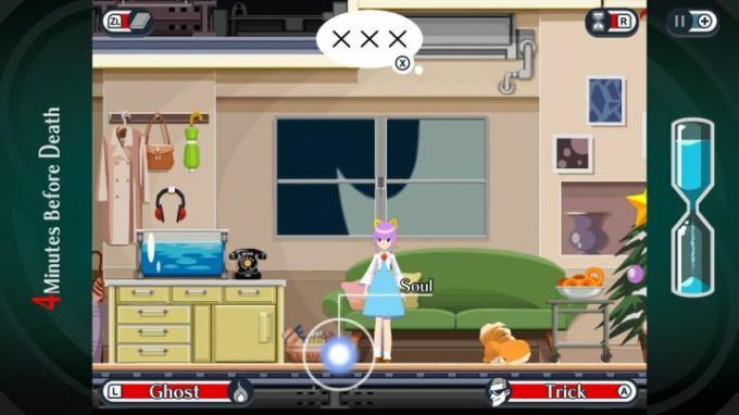 Gameplay dalam Ghost Trick: remaster Phantom Detective.