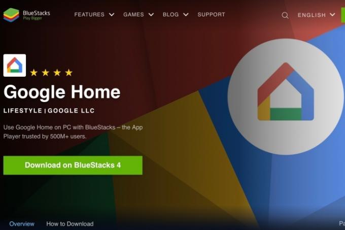 „Google Home“ programa, skirta „Bluestacks“.