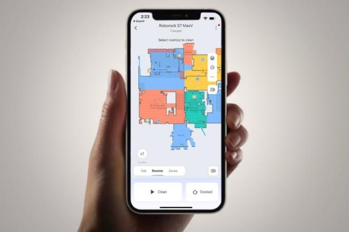 O aplicativo Roborock S7 mostra cada cômodo da sua casa e permite que você defina zonas 