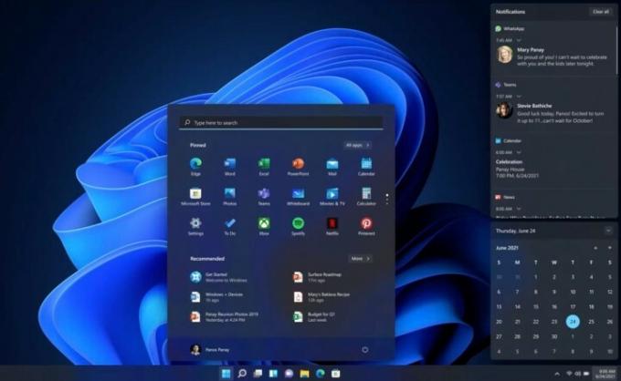 Nabídka Start systému Windows 11 je nyní vycentrována na obrazovce.