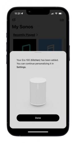 Sonos app til iOS: opsætningsskærm.