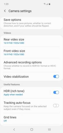 Ustawienia wideo aparatu Samsung Galaxy S10