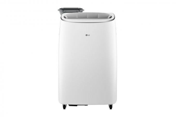 Gambar pers LG LP1419IVSM Smart Wi-Fi Portable Air Conditioner dengan latar belakang putih.