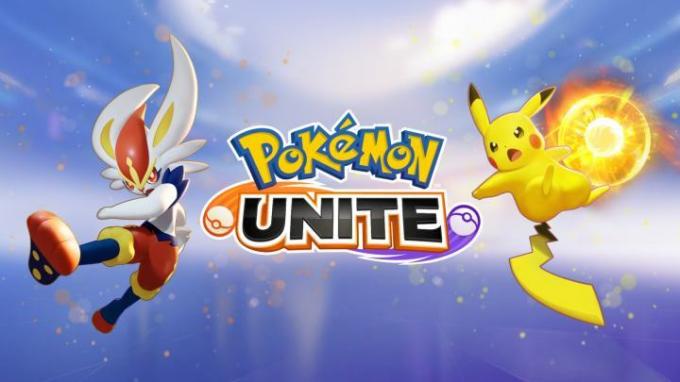 Pokémon Unite logo ja reklaamikunst.