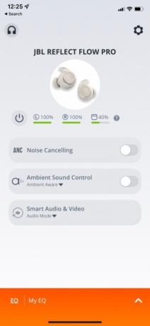 Schermafbeelding van de JBL Headphones-app.