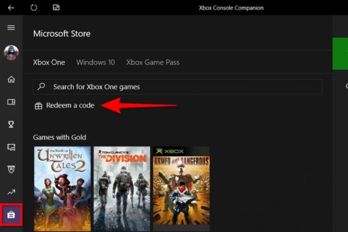 como resgatar um código no aplicativo complementar do xbox one