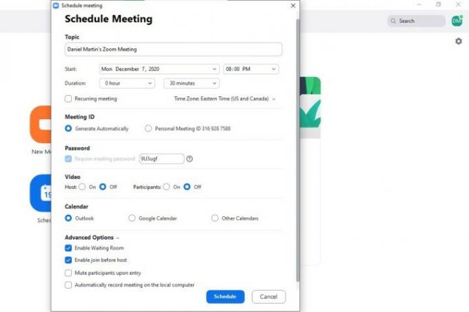 Opções de imagem de zoom-agendamento-reunião