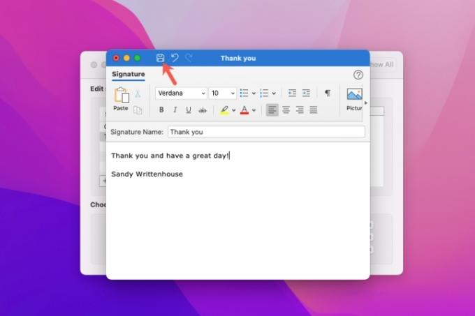 kako spremeniti podpis v Outlooku mac shranite spremenjeno