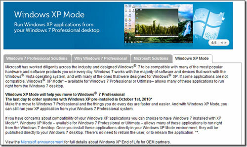 Informacje o trybie systemu Windows XP 