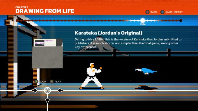 Snímka obrazovky z The Making of Karateka.