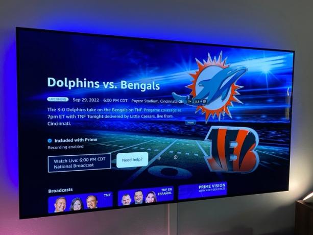 Dolphins-Bengals no futebol de quinta à noite.