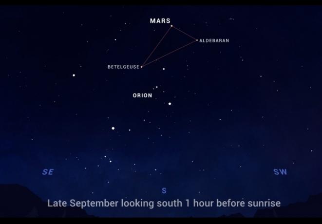 Mars aan de nachtelijke hemel in september 2022.