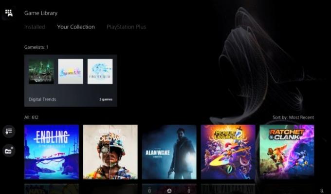 Una lista di giochi chiamata tendenze digitali su ps5.