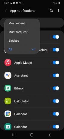 Samsung Android 10 notificações todos os aplicativos