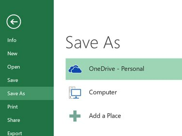 აირჩიეთ OneDrive მენიუდან Save As.