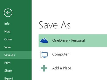 Odaberite OneDrive s izbornika Spremi kao.