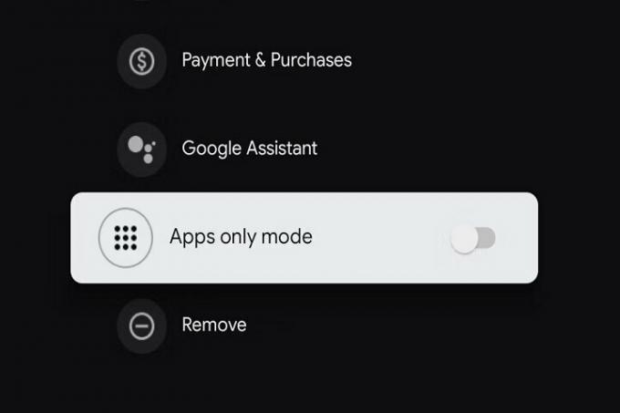 Alleen-apps-modus op Google TV.
