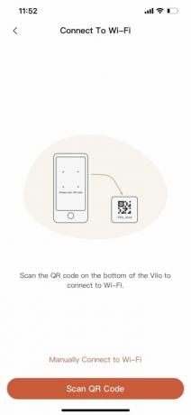 Código QR na parte inferior do Vilo para adicionar a unidade à configuração da sua malha doméstica.