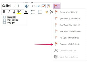 [カスタム]をクリックして、Outlookでタスクを開きます。
