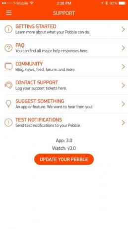 podpora snímků obrazovky aplikace pebble time review