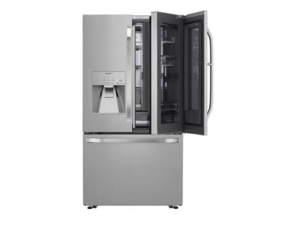 De LG Studio Smart koelkast met één deur open.