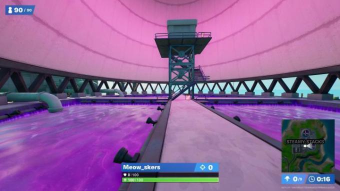 Ubicación de la botella de color Steamy Stacks en Fortnite.