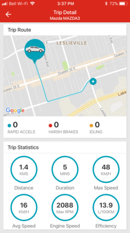 Karte der ZTE Rogers Smart Drive-App