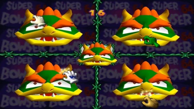 Un visage de Bowser déformé.