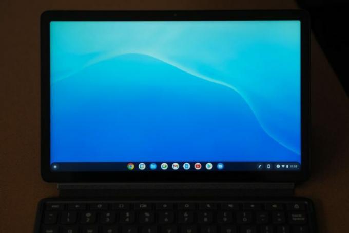 Lenovo Chromebook Duet 3 のディスプレイを示す正面図。