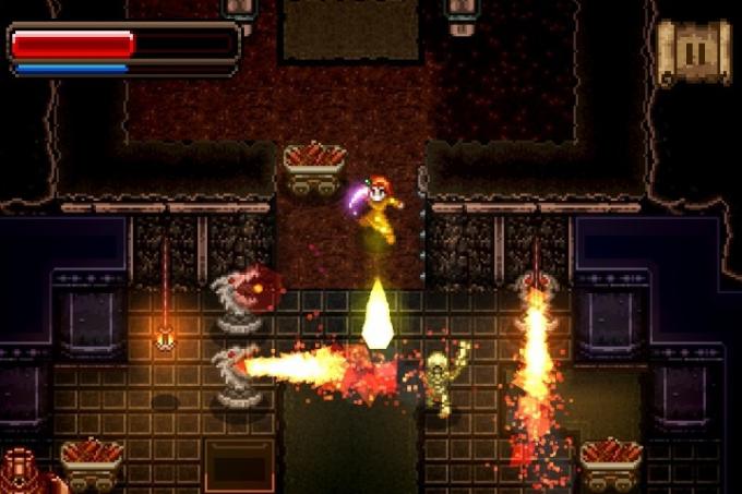 O jogador do Wayward Souls encontra armadilhas em uma masmorra.